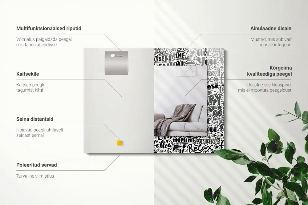 Rectangular decorative mirror Motivational hand lettering