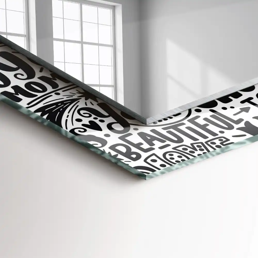 Rectangular decorative mirror Motivational hand lettering