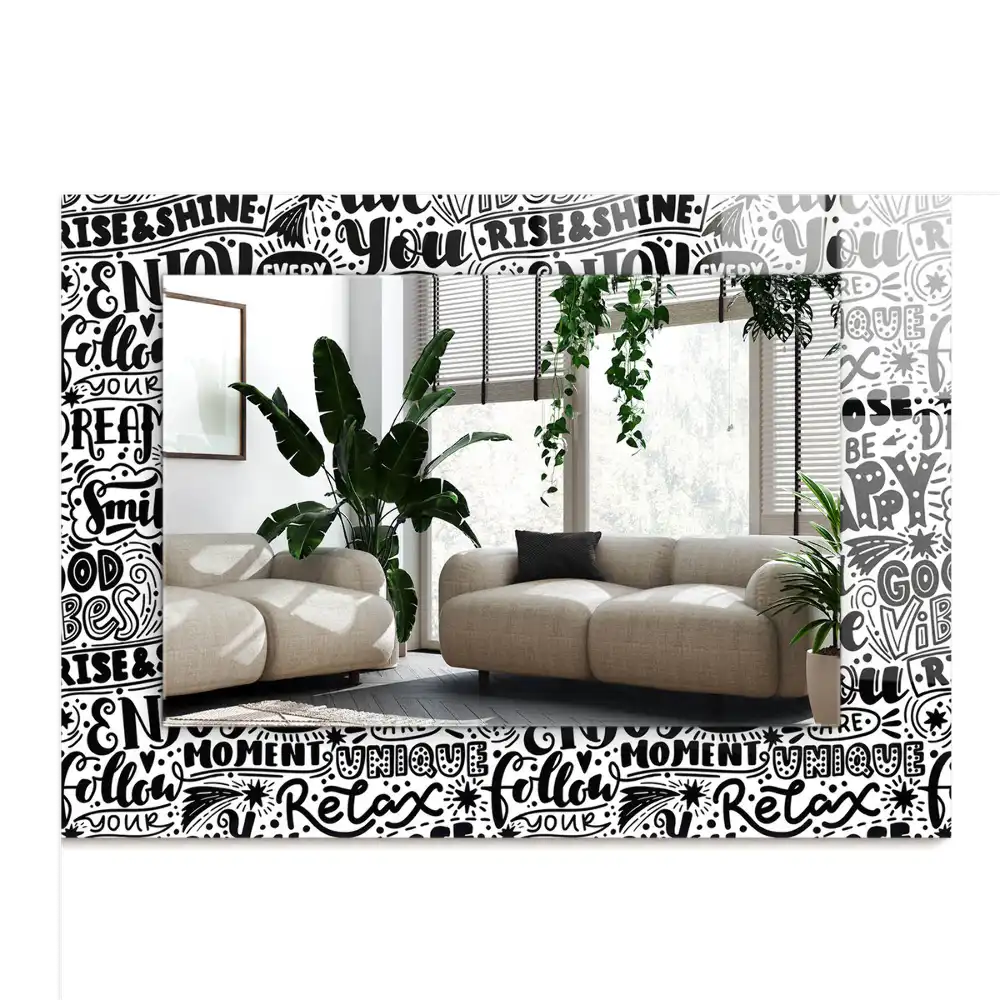 Rectangular decorative mirror Motivational hand lettering