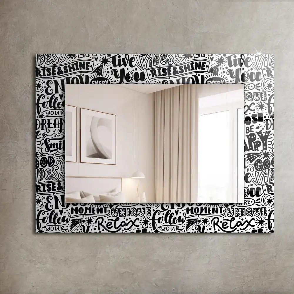 Rectangular decorative mirror Motivational hand lettering