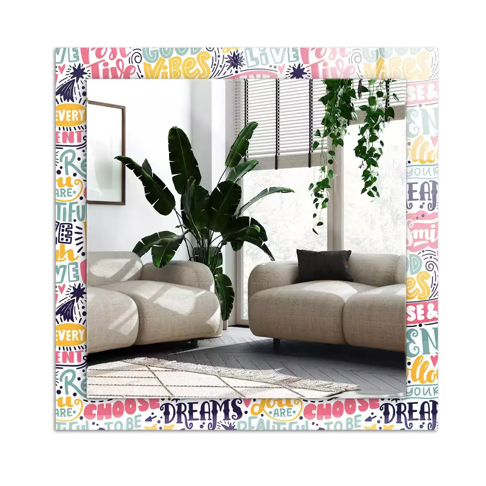 Rectangular mirror print Colorful motivational inscriptions