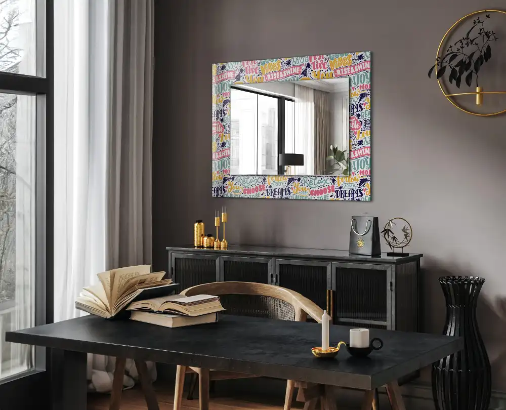 Rectangular mirror print Colorful motivational inscriptions