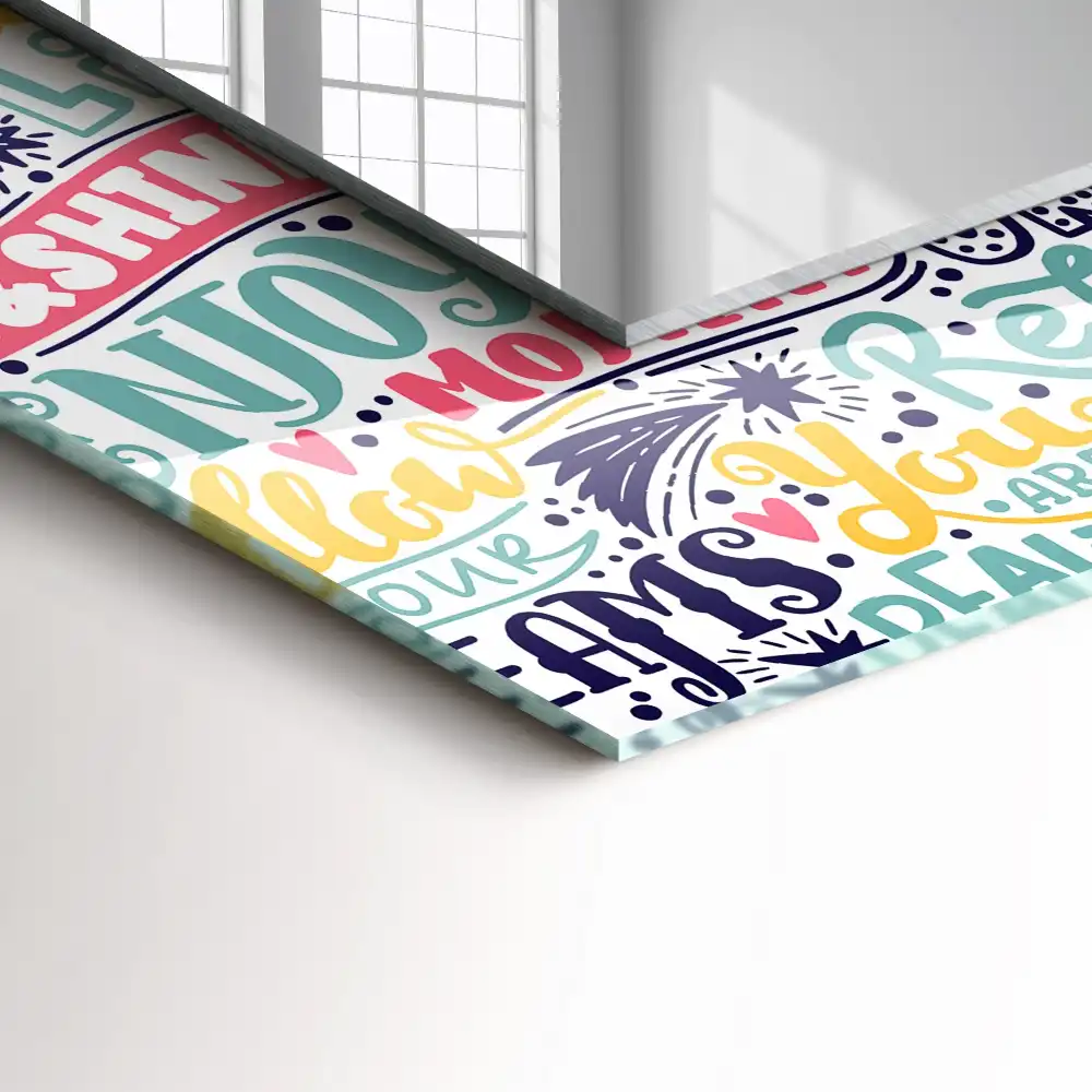 Rectangular mirror print Colorful motivational inscriptions