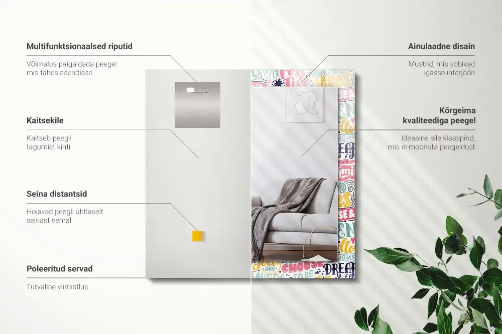 Rectangular mirror print Colorful motivational inscriptions