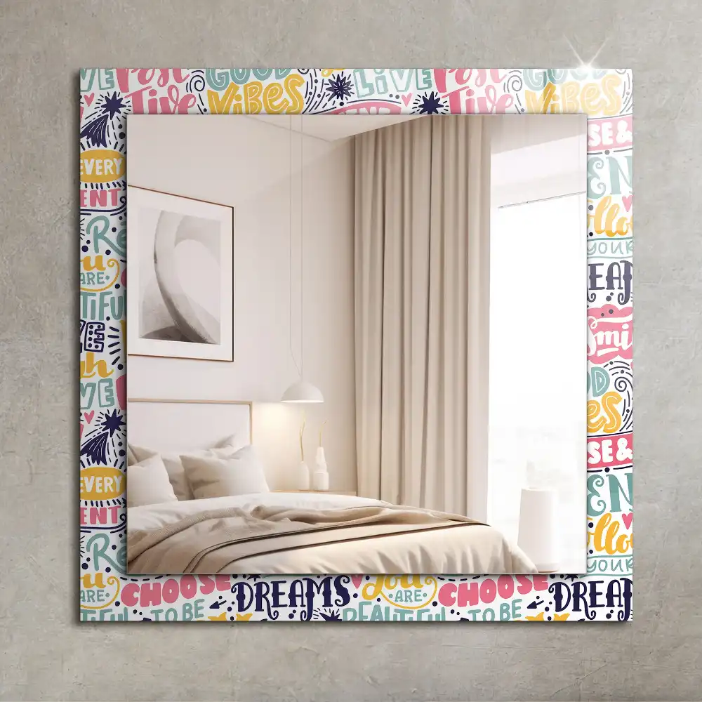 Rectangular mirror print Colorful motivational inscriptions