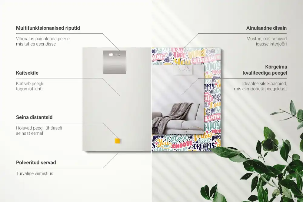 Rectangular mirror print Colorful motivational inscriptions