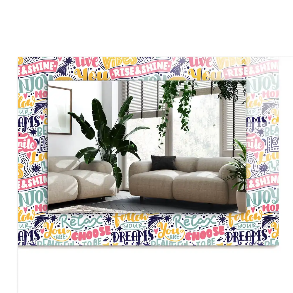 Rectangular mirror print Colorful motivational inscriptions