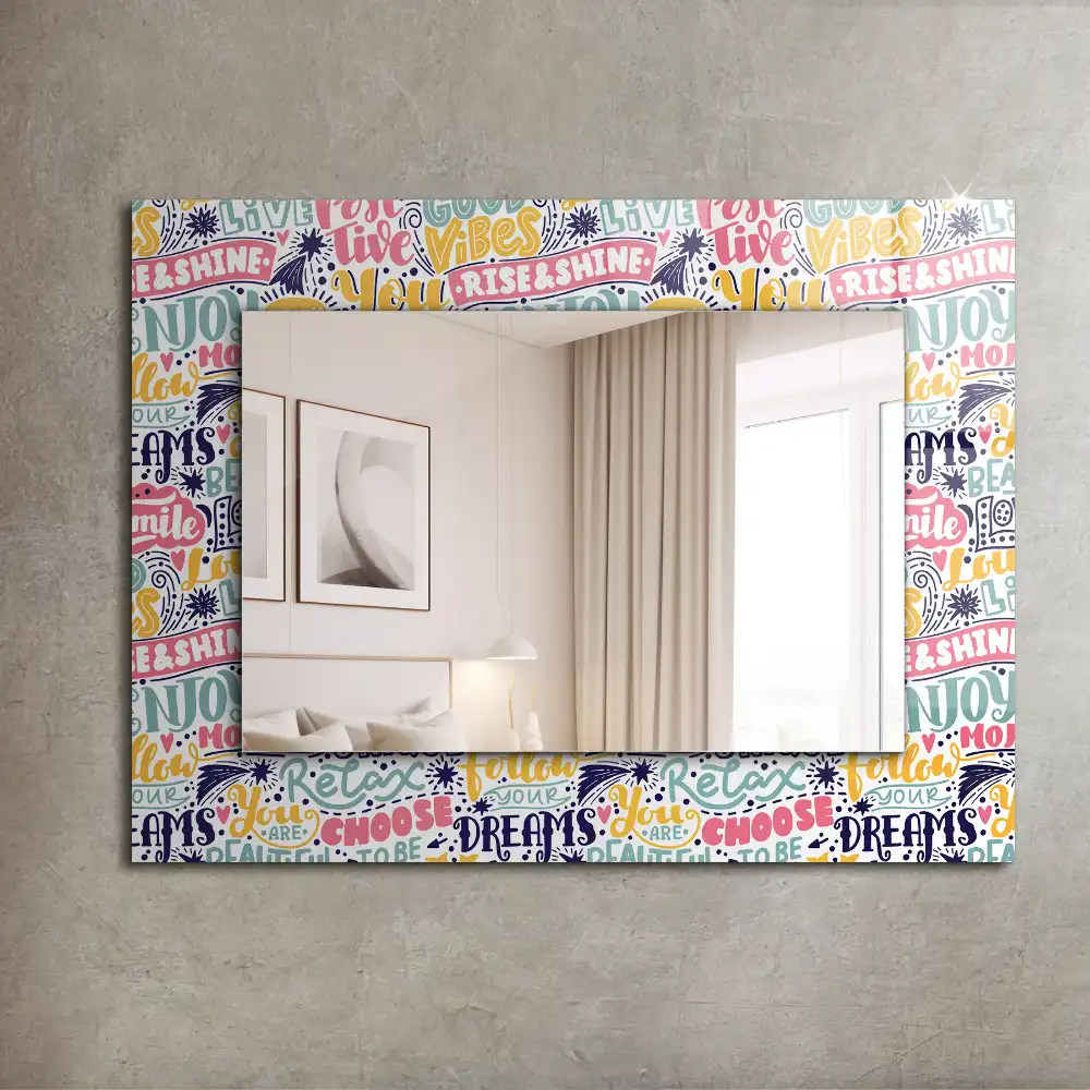Rectangular mirror print Colorful motivational inscriptions