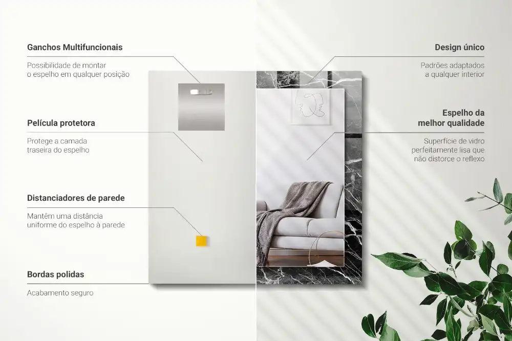 Rectangle decorative mirror Black marble