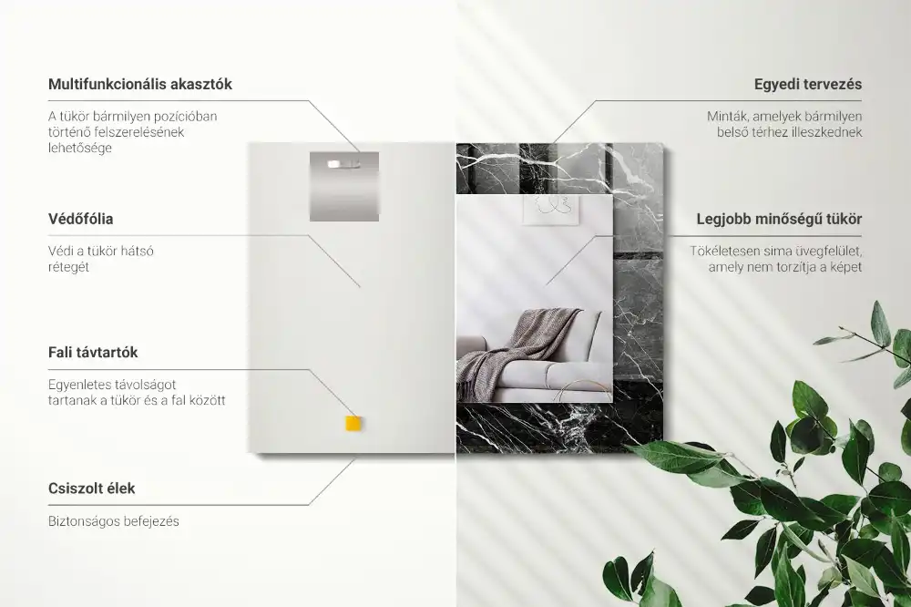 Rectangle decorative mirror Black marble