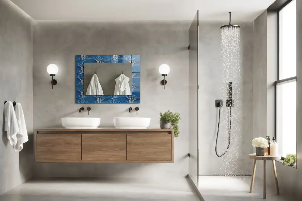 Rectangular wall mirror design Trees landscape