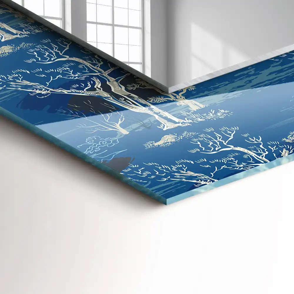 Rectangular wall mirror design Trees landscape