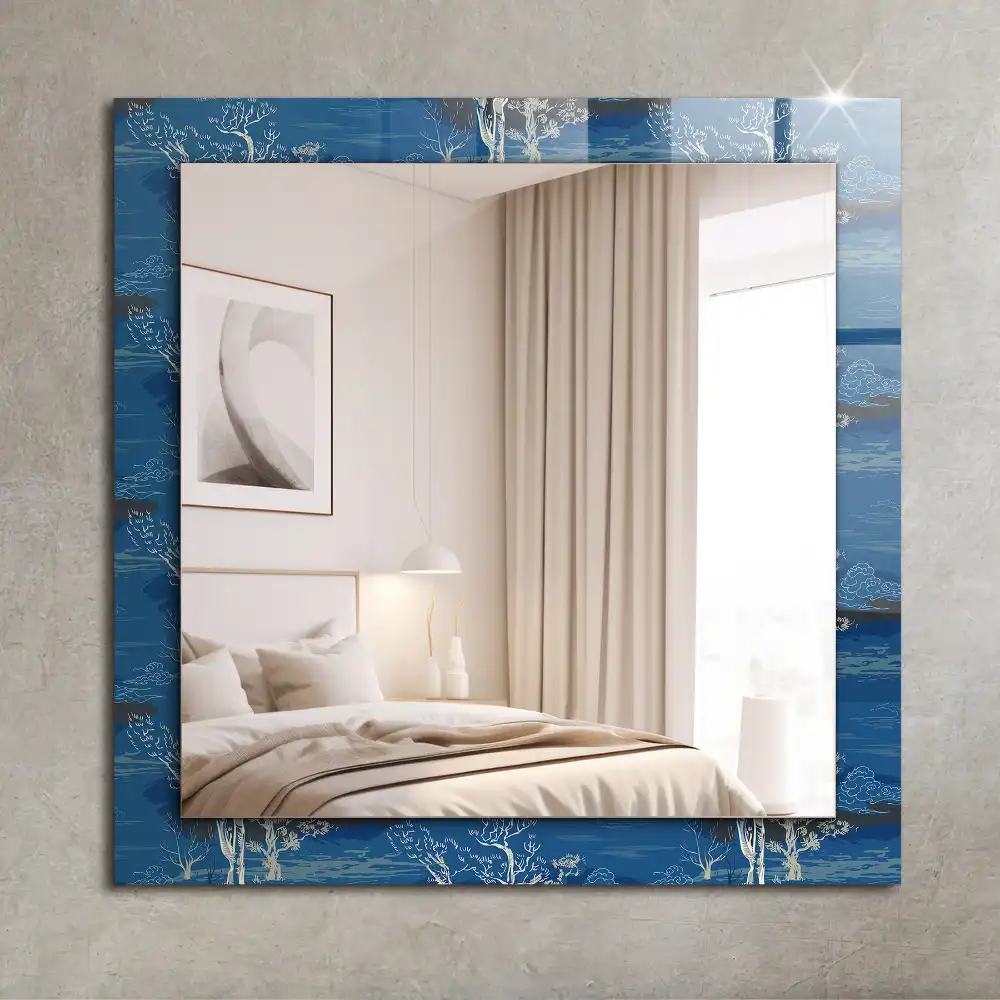 Rectangular wall mirror design Trees landscape