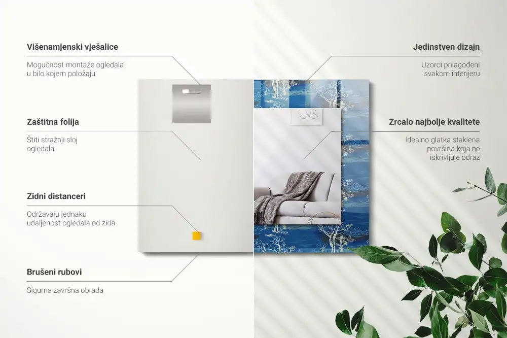 Rectangular wall mirror design Trees landscape