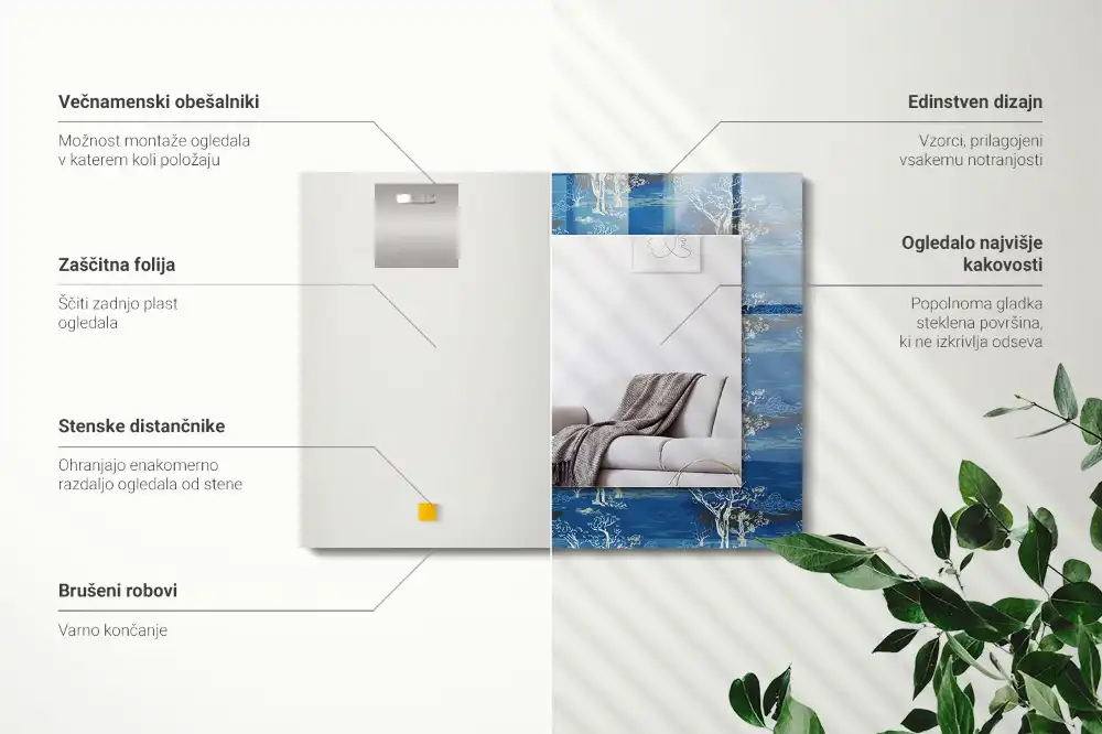 Rectangular wall mirror design Trees landscape