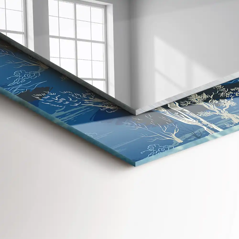 Rectangular wall mirror design Trees landscape