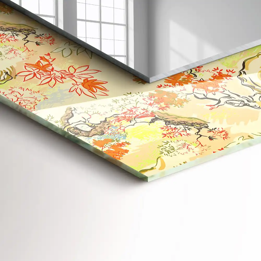 Rectangular decorative mirror Japanese garden