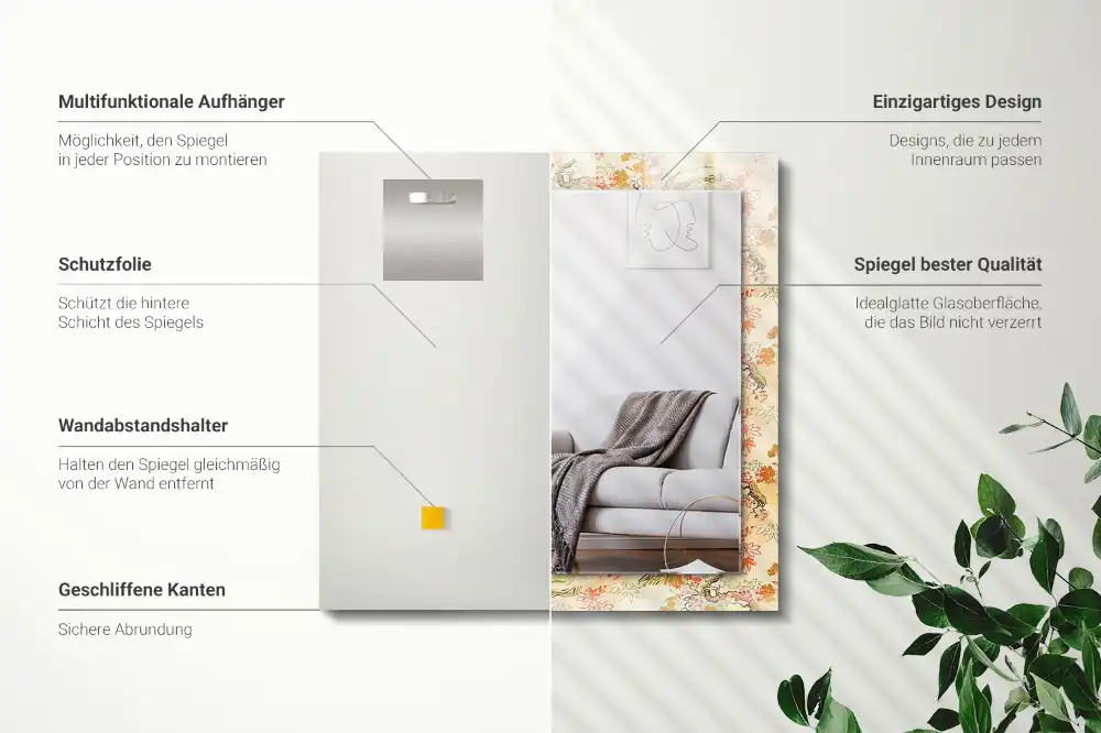 Rectangular decorative mirror Japanese garden