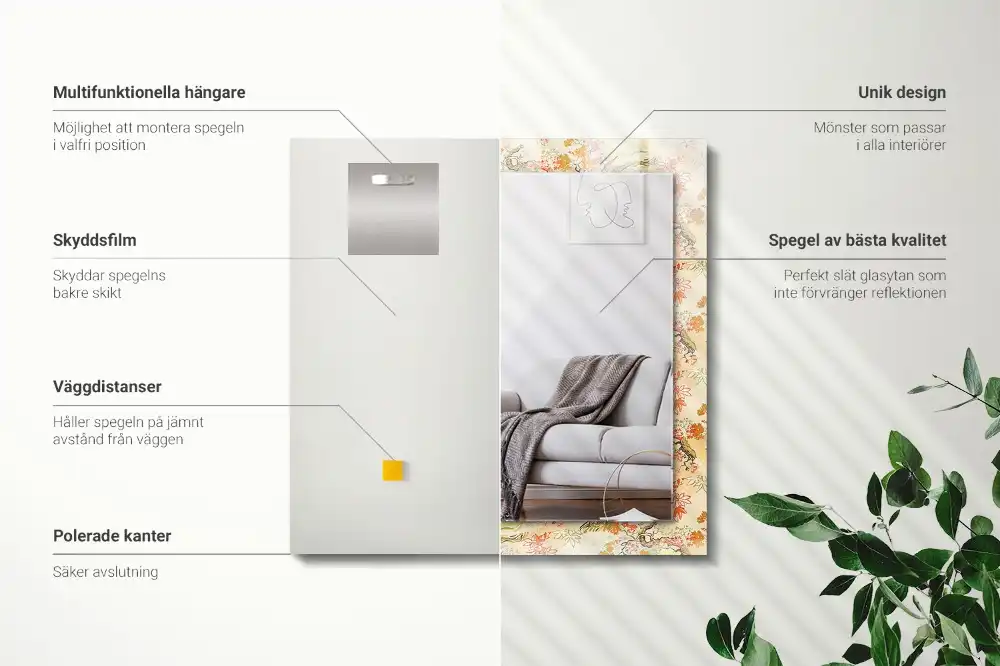 Rectangular decorative mirror Japanese garden