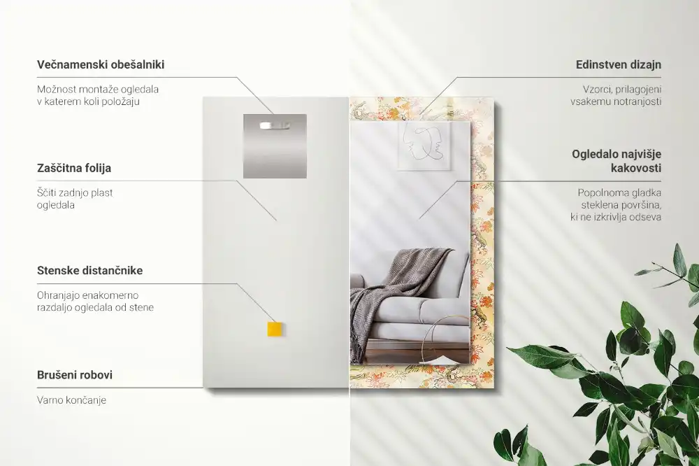 Rectangular decorative mirror Japanese garden