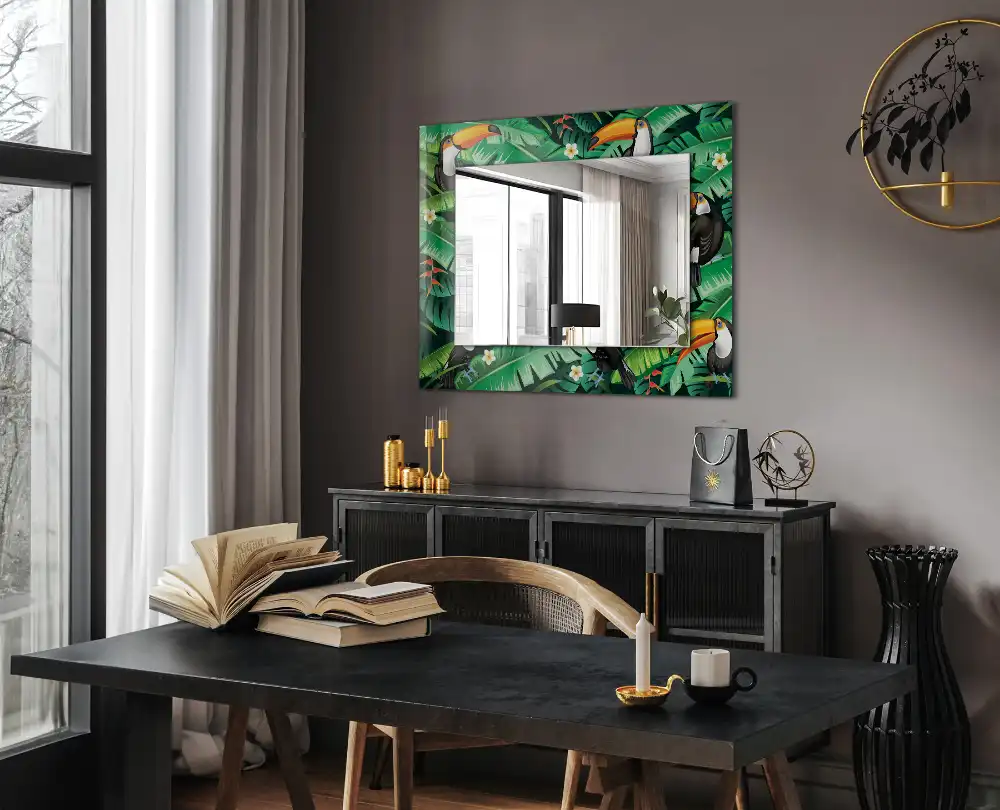 Rectangular mirror print Toucans leaves jungle