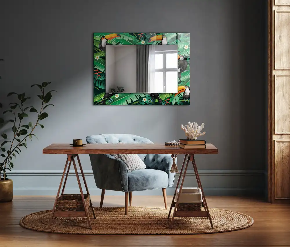 Rectangular mirror print Toucans leaves jungle