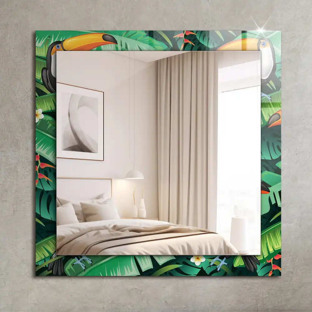 Rectangular mirror print Toucans leaves jungle