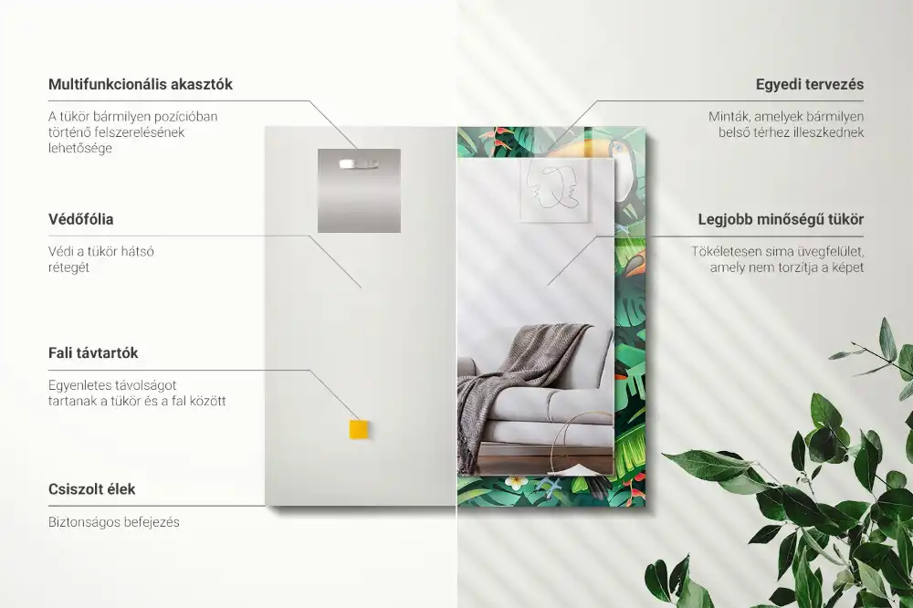 Rectangular mirror print Toucans leaves jungle