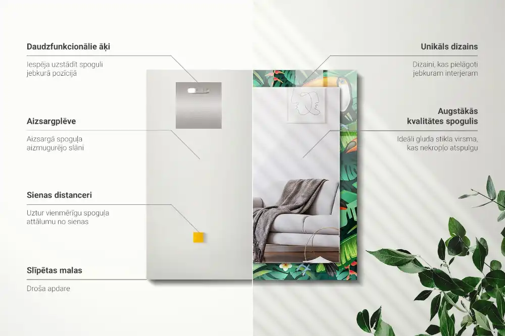 Rectangular mirror print Toucans leaves jungle