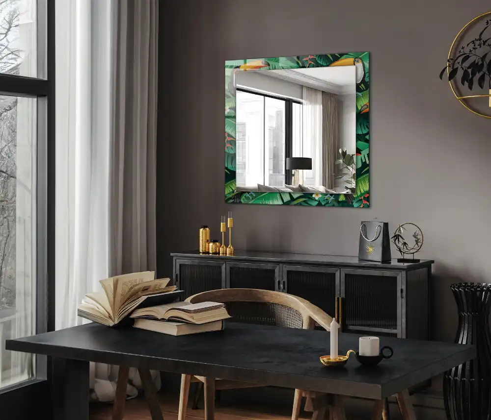 Rectangular mirror print Toucans leaves jungle