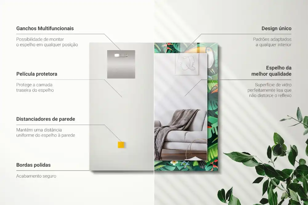 Rectangular mirror print Toucans leaves jungle