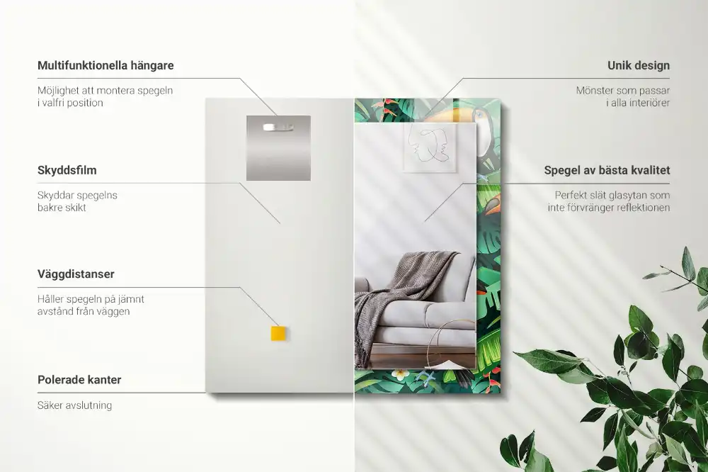 Rectangular mirror print Toucans leaves jungle