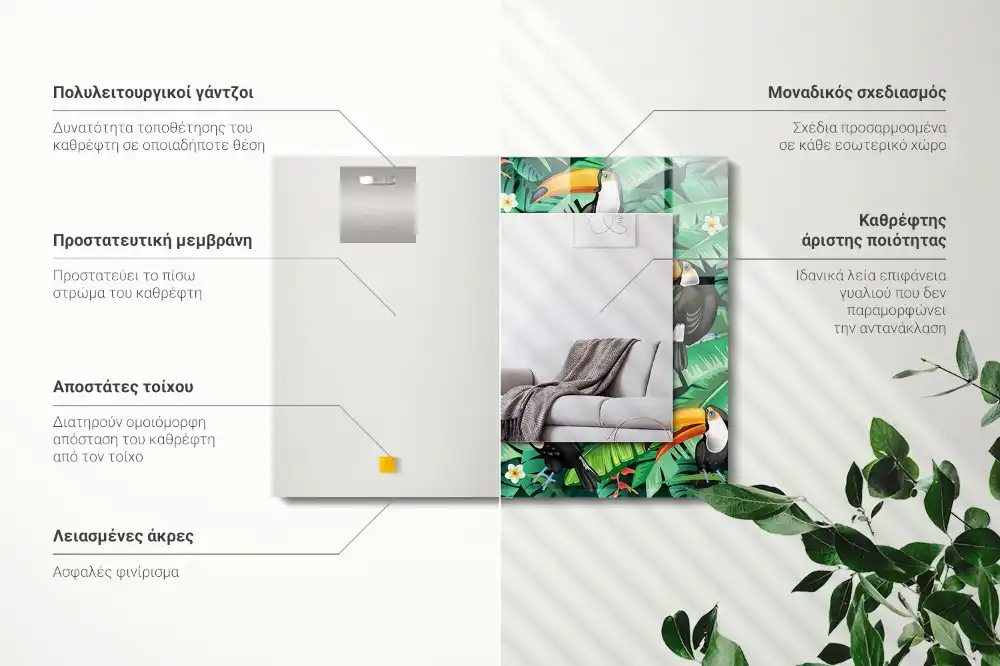 Rectangular mirror print Toucans leaves jungle