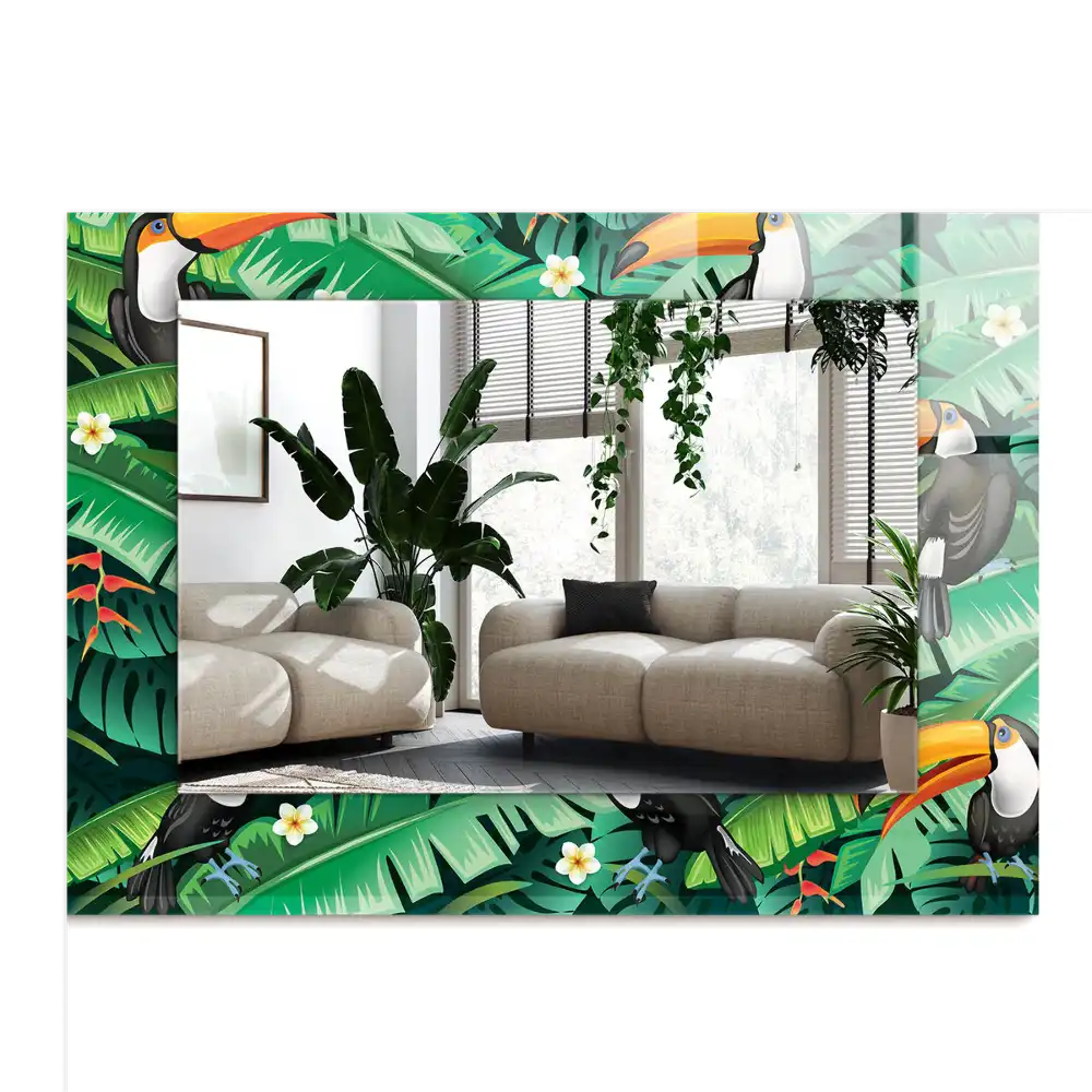 Rectangular mirror print Toucans leaves jungle