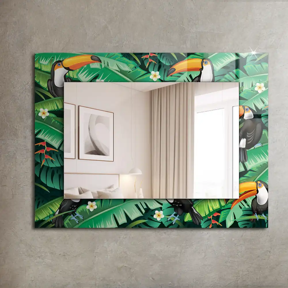 Rectangular mirror print Toucans leaves jungle