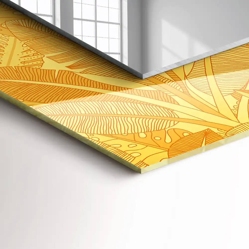 Rectangle decorative mirror Leaves pattern orange