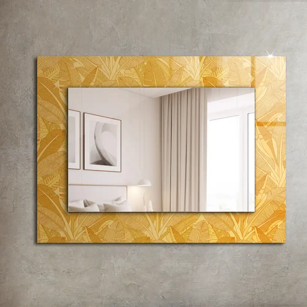 Rectangle decorative mirror Leaves pattern orange