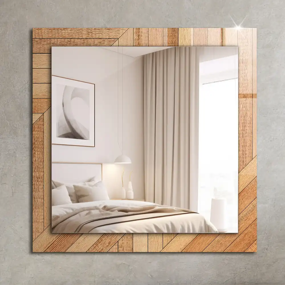 Rectangular wall mirror design Wooden parquet