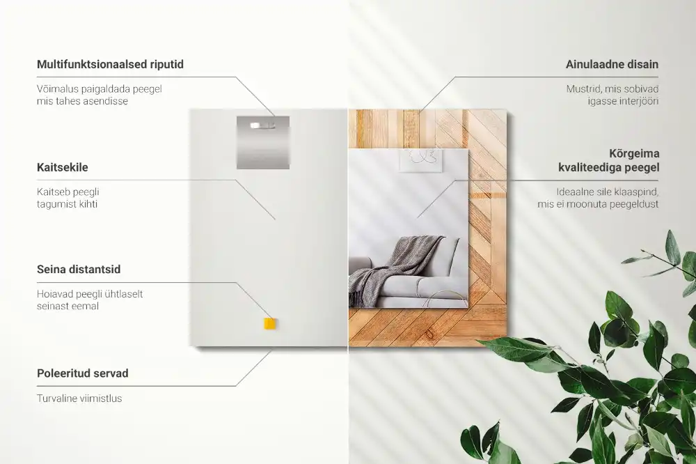 Rectangular wall mirror design Wooden parquet