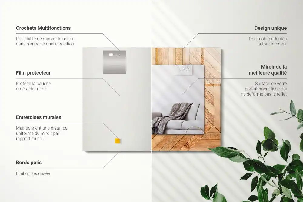 Rectangular wall mirror design Wooden parquet