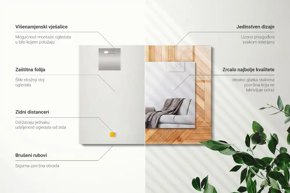 Rectangular wall mirror design Wooden parquet