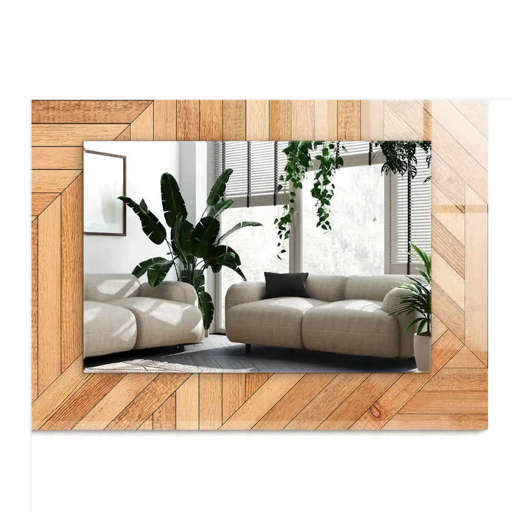 Rectangular wall mirror design Wooden parquet