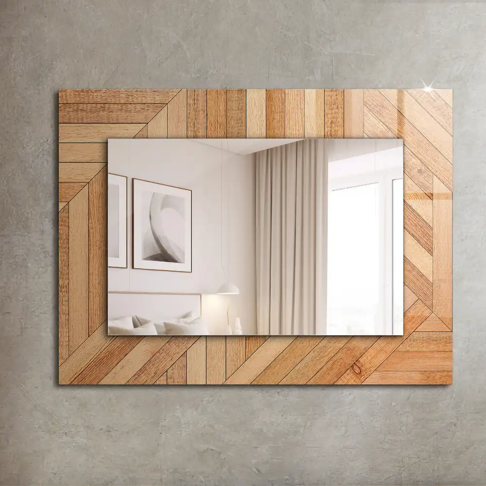 Rectangular wall mirror design Wooden parquet