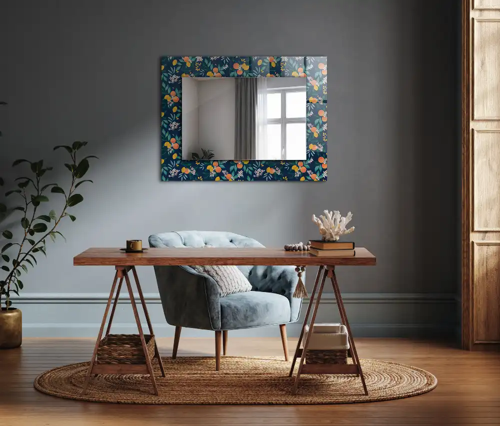 Rectangular decorative mirror Flowers and fruits