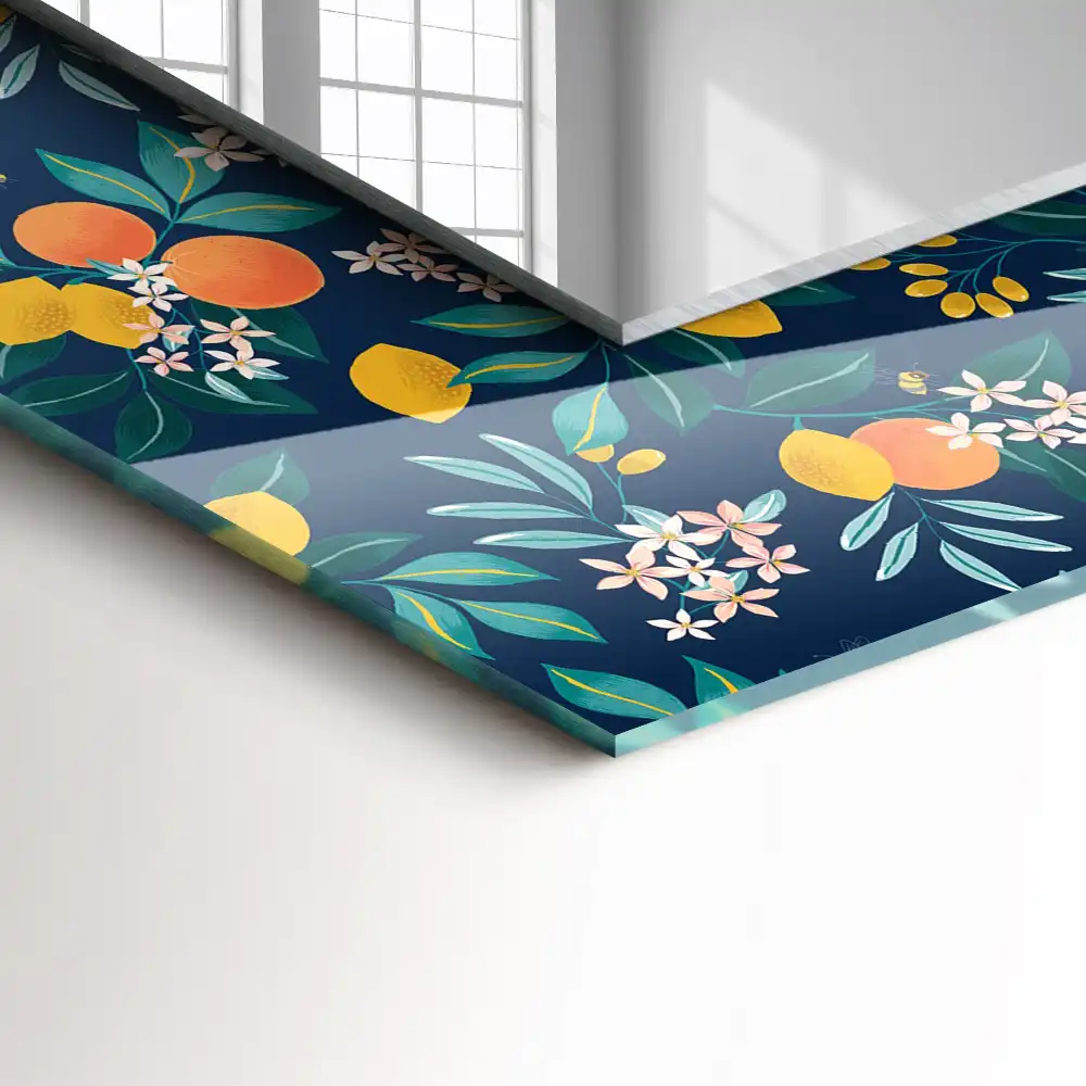 Rectangular decorative mirror Flowers and fruits