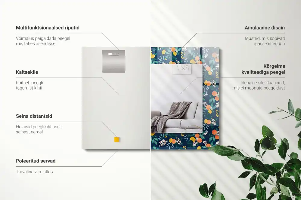 Rectangular decorative mirror Flowers and fruits