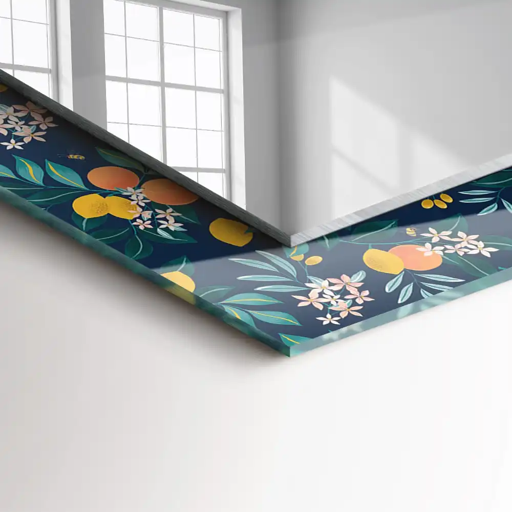 Rectangular decorative mirror Flowers and fruits