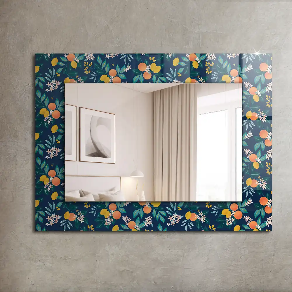 Rectangular decorative mirror Flowers and fruits