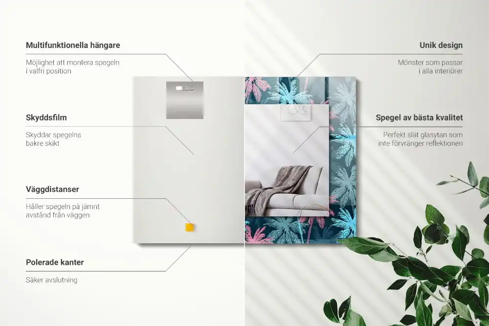 Rectangular mirror print Palm trees colorful pattern