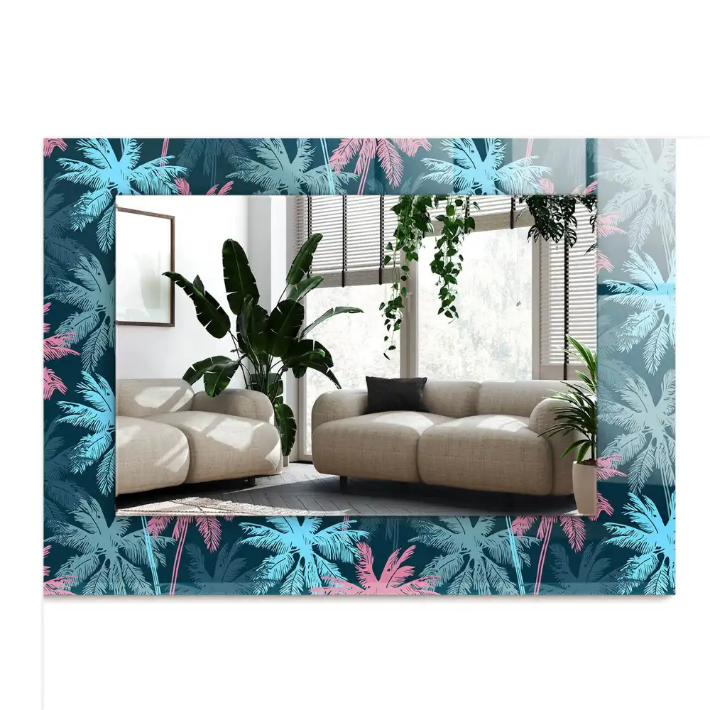 Rectangular mirror print Palm trees colorful pattern